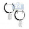 Womens Diamond Drop Cluster Earrings 18K White Gold 1.40 Carat