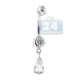 14K White Gold 1.50 ct Pear Diamond Womens Dangle Belly Ring