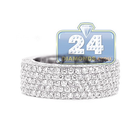 18K White Gold 2.51 ct Diamond Mens Wedding Band Ring