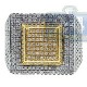 14K Two Tone Gold 2.10 ct Diamond Mens Square Shape Ring