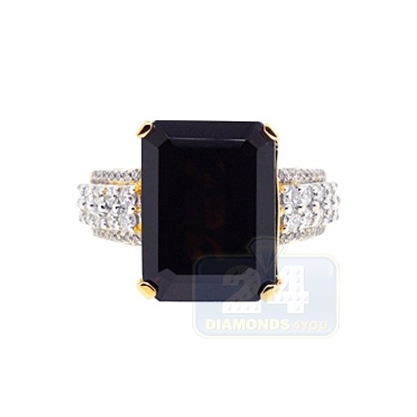 18K Yellow Gold 16.34 ct Garnet Diamond Womens Cocktail Ring