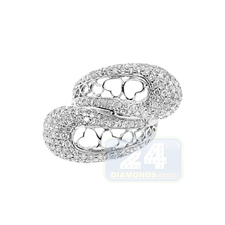 14K White Gold 2.80 ct Diamond Womens Openwork Heart Ring