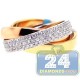 18K 3 Tone Gold 1.25 ct Diamond Womens Three Bands Rolling Ring