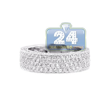 18K White Gold 2.13 ct Half Way Diamond Womens Wedding Ring
