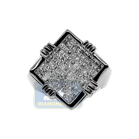 Black 14K Gold 1.66 ct Princess Cut Diamond Mens Signet Ring