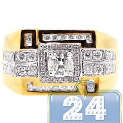 14K Yellow Gold 1.41 ct Round Cut Diamond Mens Ring