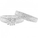 14K White Gold 1.64 ct Diamond Engagement Wedding Rings Set