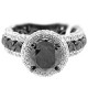 14K White Gold 5.21 ct Black Diamond Womens Engagement Ring
