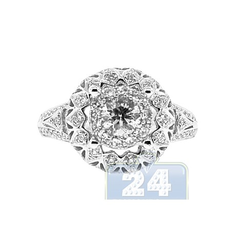 14K White Gold 1.00 ct Diamond Antique Engagement Ring