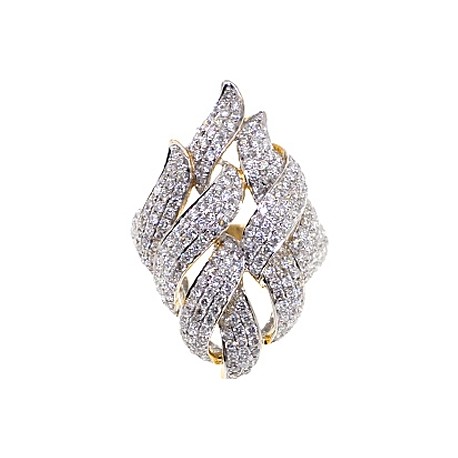 14K Yellow Gold 2.73 ct Diamond Womens Leaf Ring