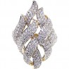 14K Yellow Gold 2.73 ct Diamond Womens Leaf Ring