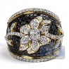 14K Yellow Gold 2.33 ct Black Diamond Womens Flower Ring