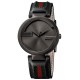 Gucci Interlocking Black PVD Web Leather Mens Watch YA133206
