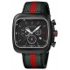 Gucci Coupe Quartz XL Web Nylon Black PVD Mens Watch YA131202