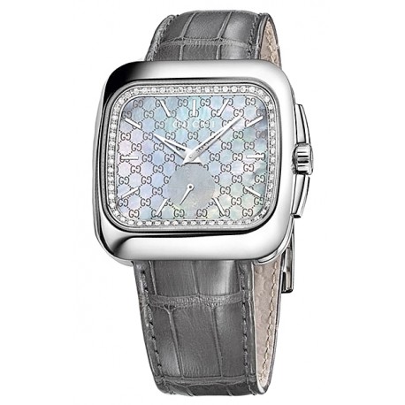 Gucci Coupe Diamond Steel Case Mens Quartz Watch YA131316