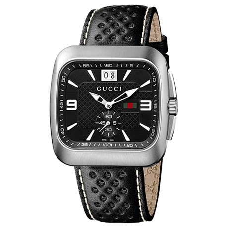Gucci Coupe Quartz Black Dial Mens Steel Watch YA131302
