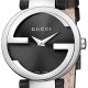 Gucci Interlocking Black Dial Womens Steel Watch YA133501