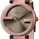 Gucci Interlocking Brown PVD Leather Womens Watch YA133309