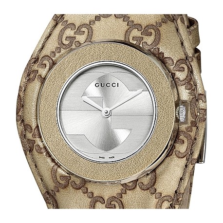 Gucci Women's Plexiglass Champage Skeleton Bangle 24mm Watch