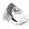 14K Gold 4.75 ct White Black Diamond Rectangle Dome Womens Ring