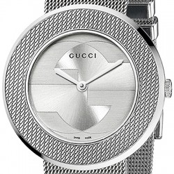 Gucci U-Play Medium Steel Mesh Bracelet Womens Watch YA129407