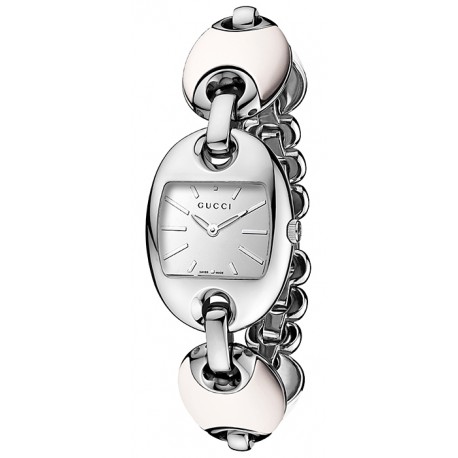 Gucci Marina Chain White Ceramic Bracelet Womens Watch YA121515