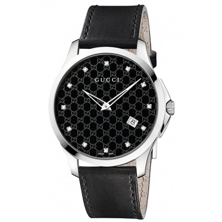 Gucci G-Timeless Slim Diamond Black Womens Watch YA126305