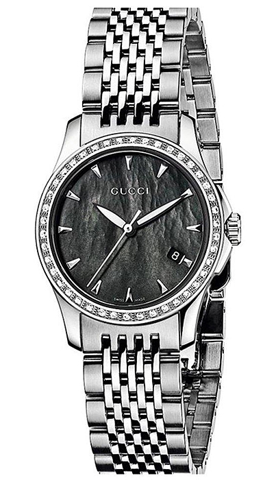 Gucci G-Timeless Diamond Black Pearl Dial Womens Watch YA126507