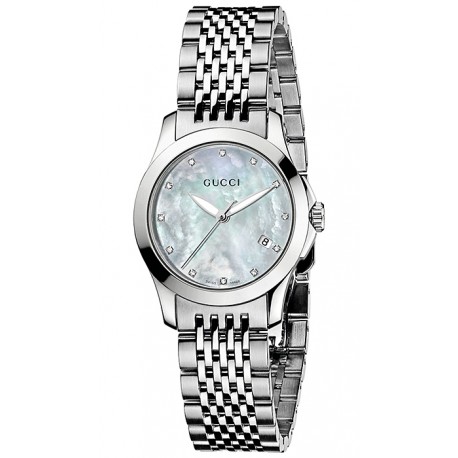 Gucci G-Timeless Diamond Dial Steel Bracelet Watch YA126504