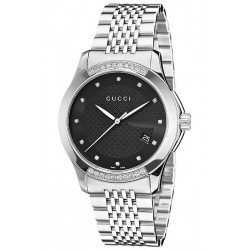 Gucci G-Timeless Diamond Bezel Steel Bracelet Watch YA126408