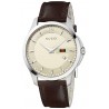 Gucci G-Timeless Slim Brown Leather Ivory Mens Watch YA126303