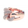 Womens Diamond Pave Cuban Link Ring Solid 18K Rose Gold 1.90 Ct