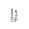 Womens Diamond Cluster Drop Earrings 18K White Gold 2.27 ct