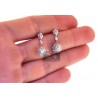 Womens Diamond Halo Drop Earrings 18K Two Tone Gold 1.00 Carat