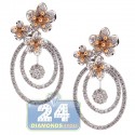 18K Two Tone Gold 1.40 ct Diamond Womens Drop Flower Earrings