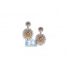 Womens Diamond Cluster Drop Earrings 18K Two Tone Gold 1.00 ct