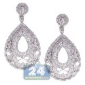 18K White Gold 4.01 ct Diamond Womens Oval Dangle Earrings