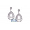 Womens Iced Out Diamond Dangle Earrings 18K White Gold 4.01 ct