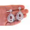 Womens Iced Out Diamond Dangle Earrings 18K White Gold 4.01 ct