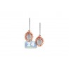 Womens Diamond Halo Drop Earrings 18K Two Tone Gold 0.45 carat