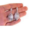 Womens Diamond Openwork Dangle Earrings 18K White Gold 1.22 ct