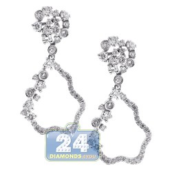 Womens Diamond Open Drop Earrings 18K White Gold 1.72 Carat