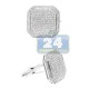 14K White Gold 2.66 ct Diamond Square Mens Cuff Links