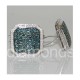 14K White Gold 2.65 ct Blue Diamond Square Mens Cuff Links