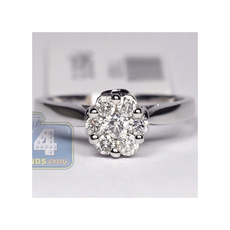 14K White Gold 0.58 ct Diamond Womens Flower Engagement Ring