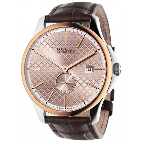 Gucci G-Timeless Automatic Pink Gold Steel Mens Watch YA126314 