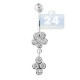 14K White Gold 1.00 ct Diamond Flower Womens Dangle Belly Ring