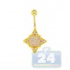 14K Yellow Gold 0.75 ct Mixed Diamond Womens Square Star Belly Ring