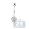 14K White Gold 0.20 ct Color Diamond Womens Belly Ring