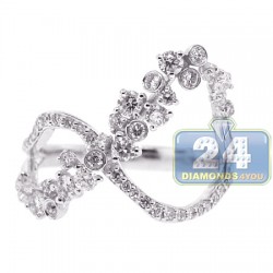 18K White Gold 1.00 ct Diamond Womens Openwork Flower Ring